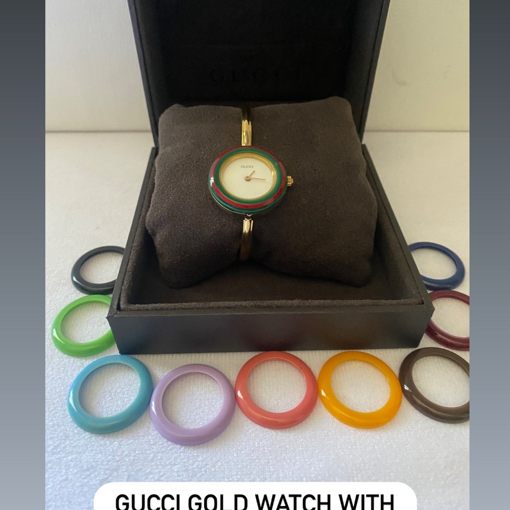 Gucci Gold Watch with Colorful Bezels